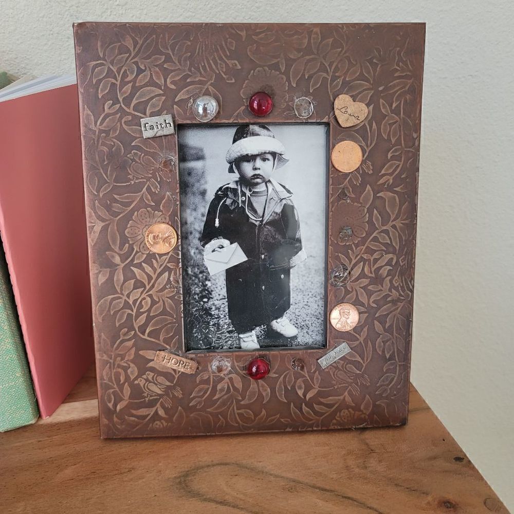 90s picture frame bronze penny home decor 5x3 photo sight faith love hope